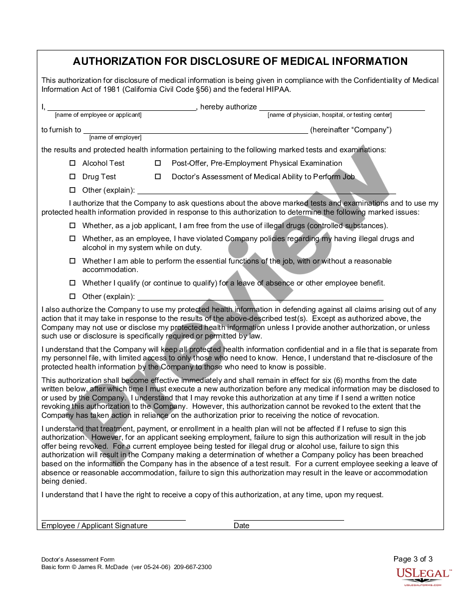 page 2 Doctor's Assessment of Medical Ability to Perform Job preview