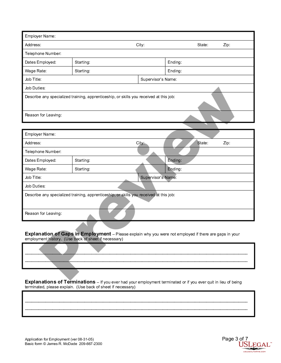 page 2 Employment or Work Application preview