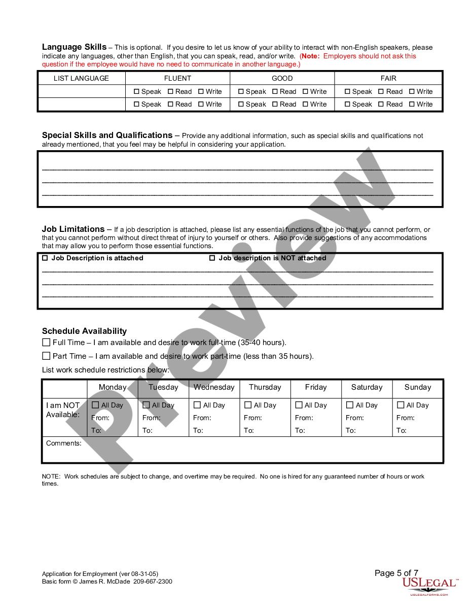 page 4 Employment or Work Application preview