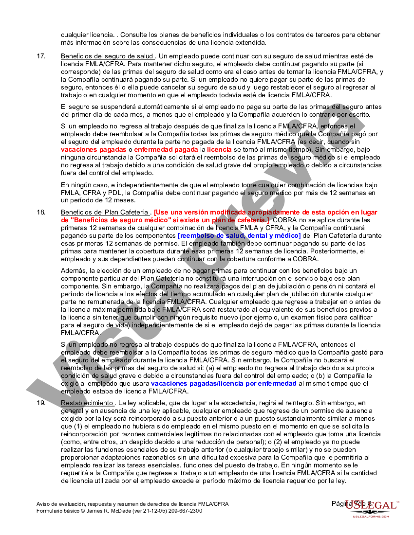 California Aviso De Solicitud FMLA Y Resumen De Derechos US Legal Forms