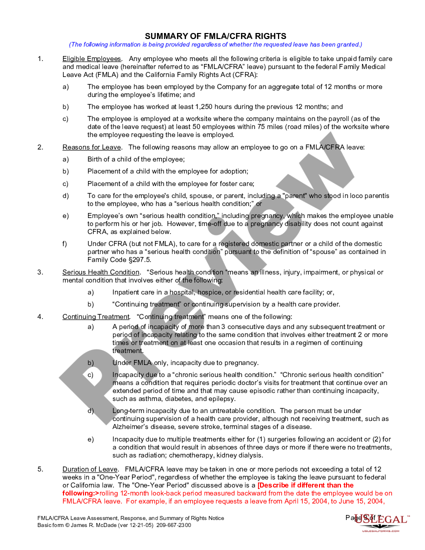 Fmla California Forms With Bonding With Child US Legal Forms