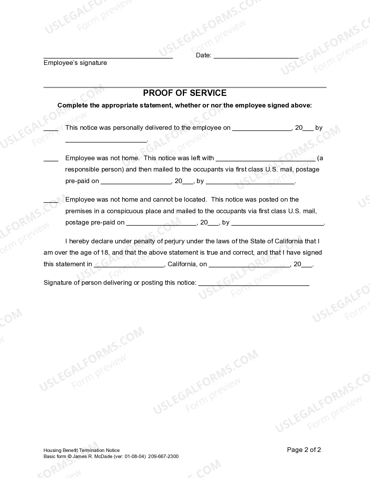 Preview Housing Benefit Termination Notice