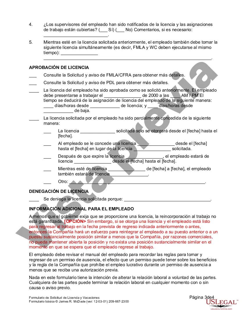 Preview Formulario de Solicitud de Licencia y Vacaciones