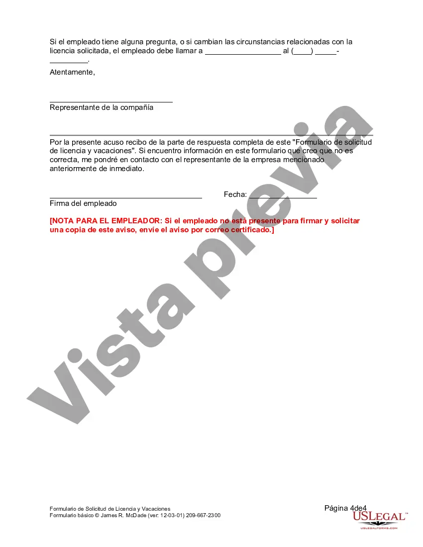 Preview Formulario de Solicitud de Licencia y Vacaciones