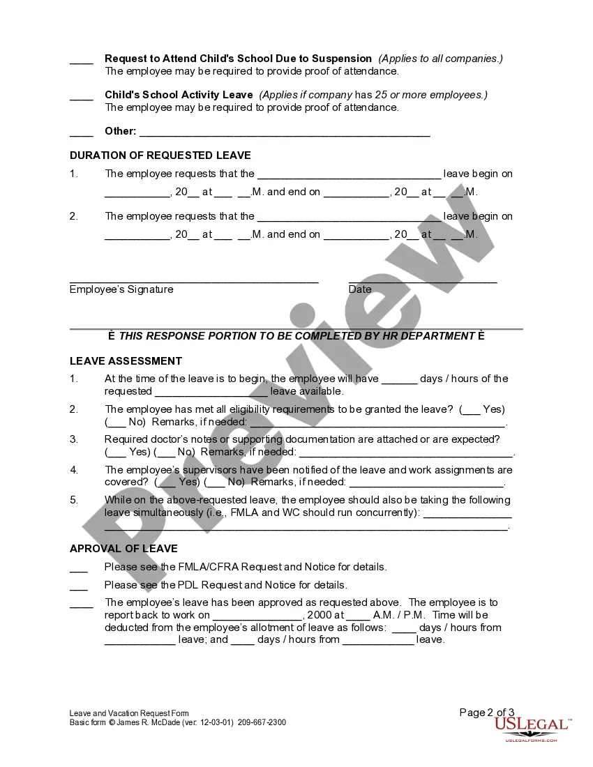 Get Leave and Vacation Request Form Preview Leave and Vacation Request Form
