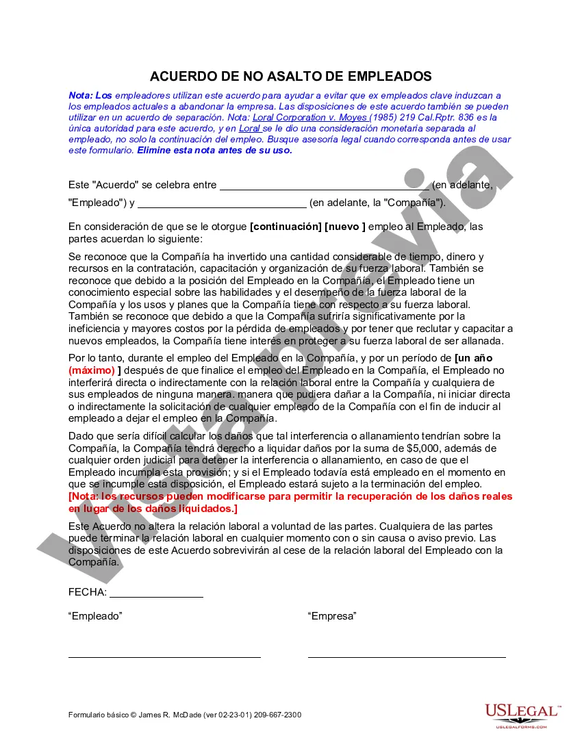 Preview Acuerdo de no allanamiento de empleados