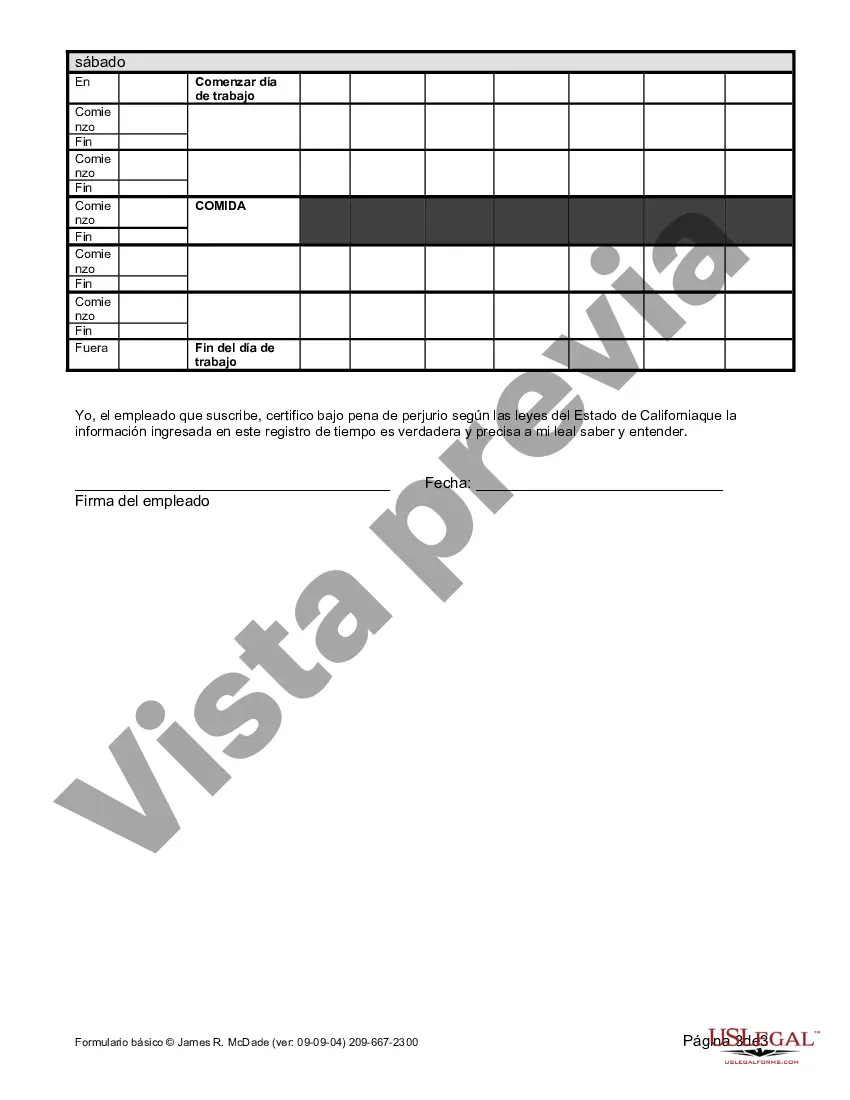 Preview Hoja de tiempo semanal para tarifa de pago múltiple