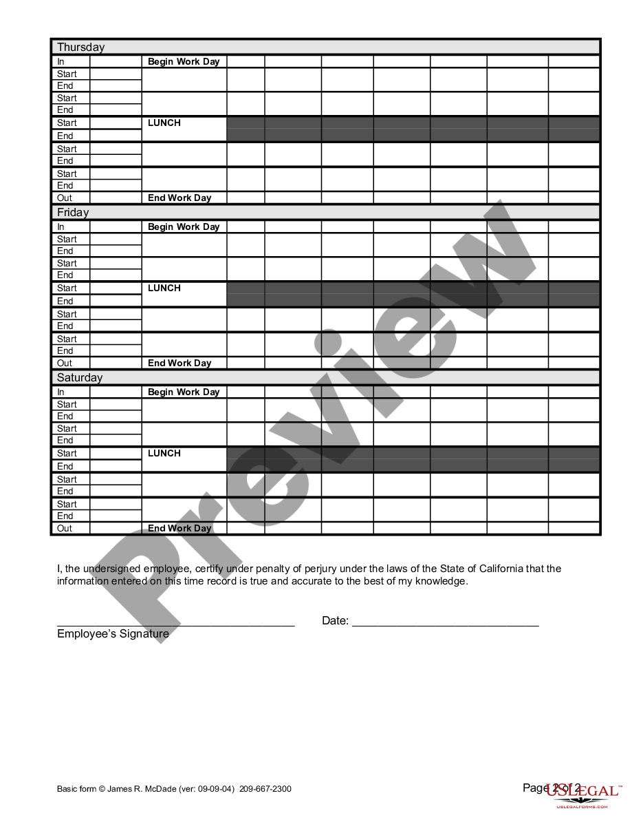 form Weekly Time Sheet for Multiple Pay Rate preview