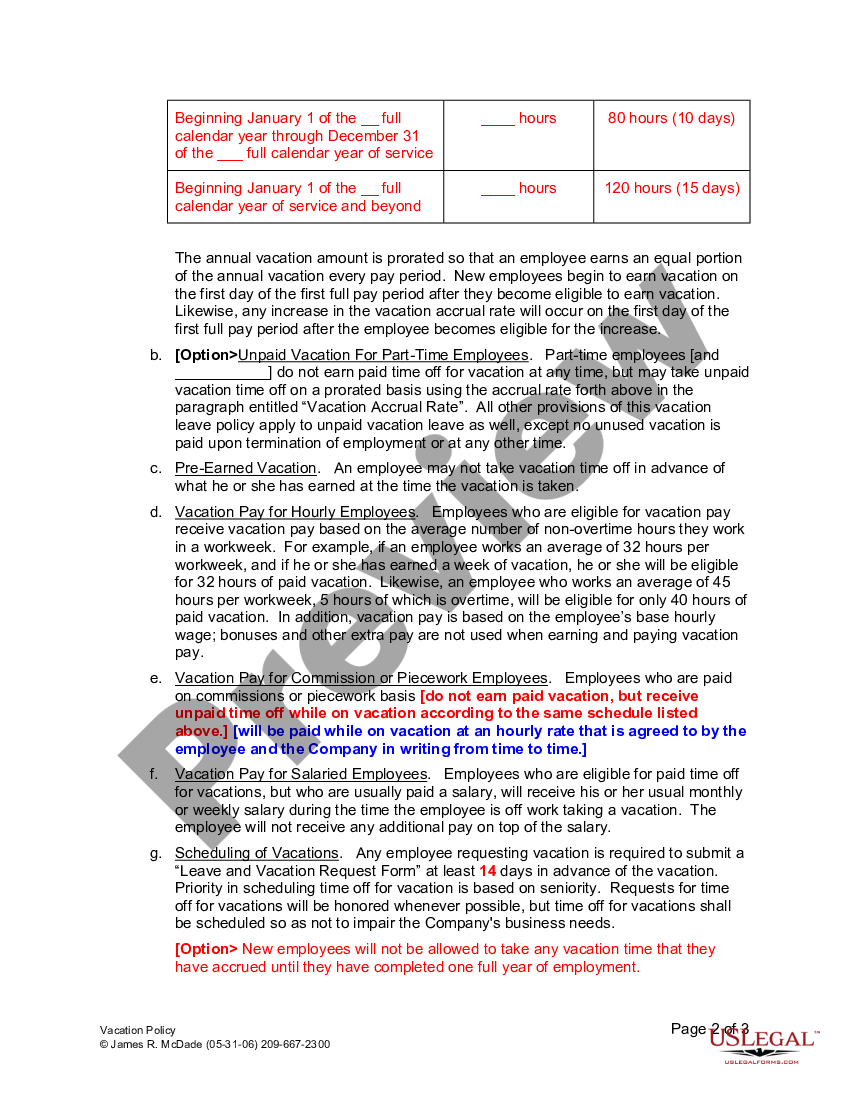 California Vacation Policy Ca Vacation Laws US Legal Forms