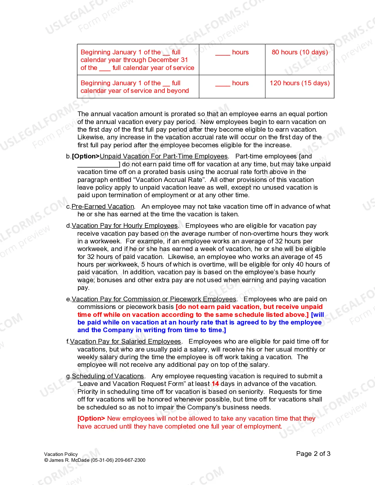 Preview Vacation Policy