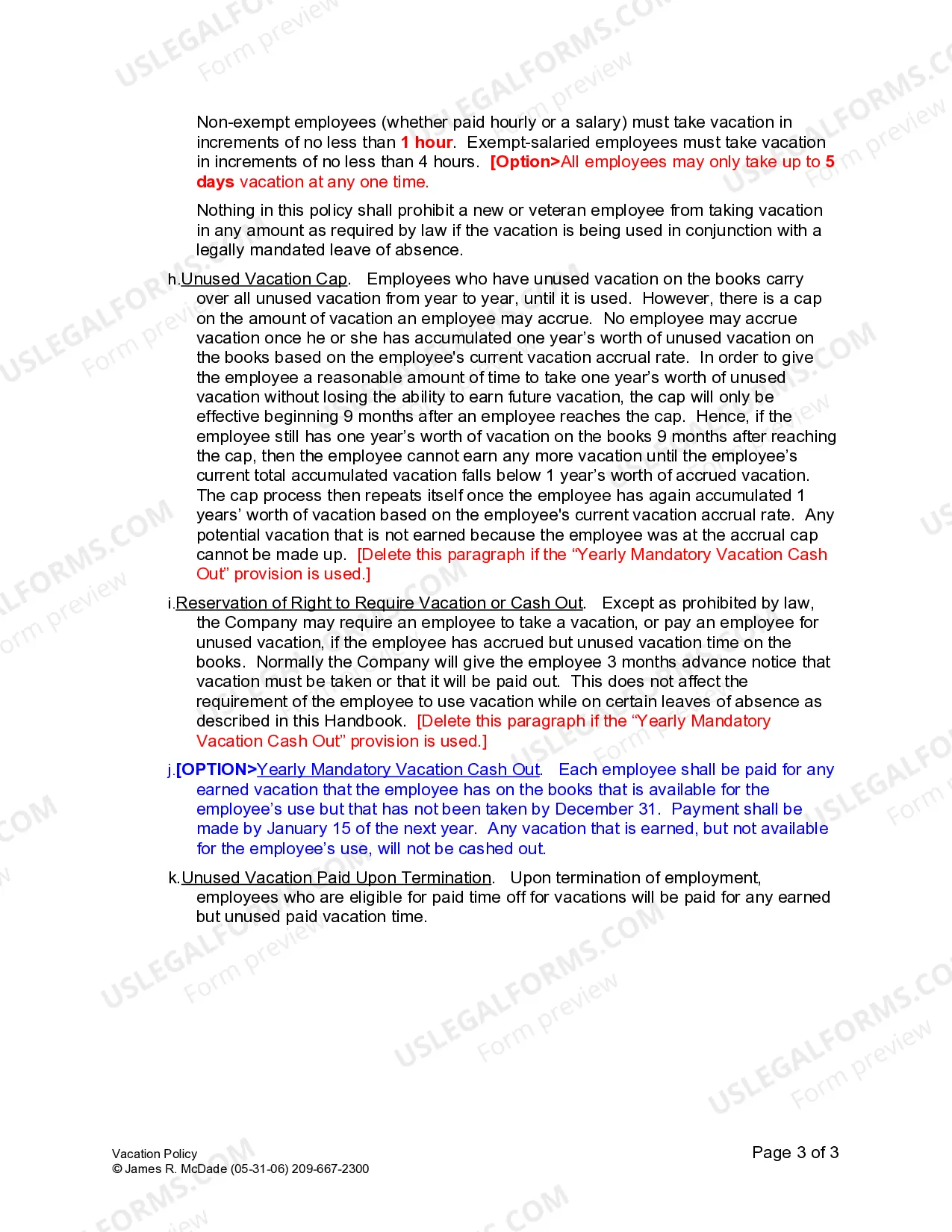 Preview Vacation Policy