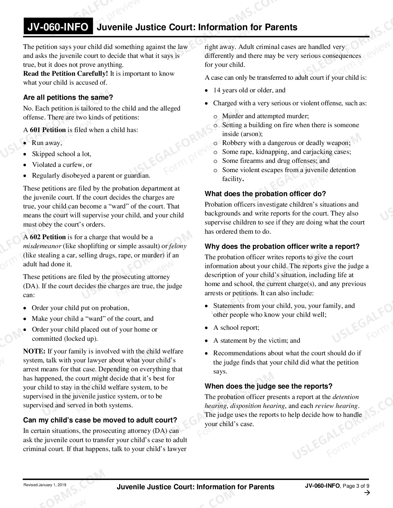Preview Juvenile Justice Court - Information for Parents