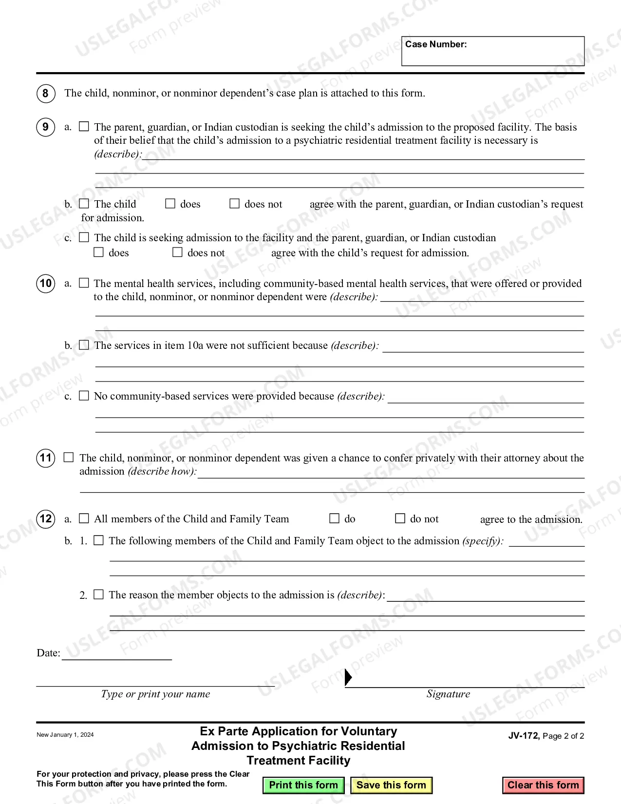Preview Ex Parte Application for Voluntary Admission to Psychiatric Residential Treatment Facility