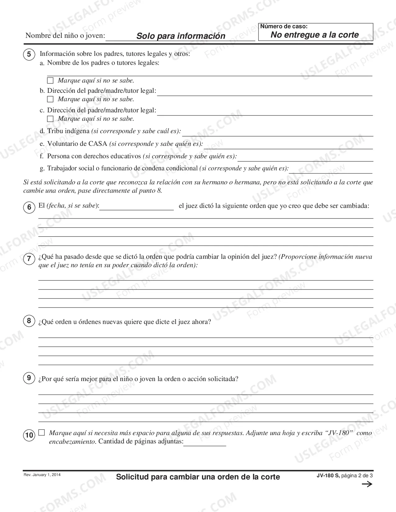 Preview Modification Petition Attachment - Spanish
