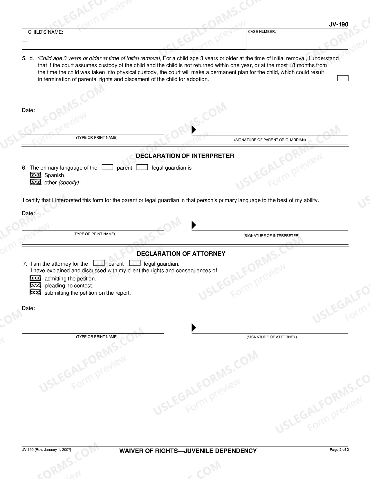 Preview Waiver of Rights