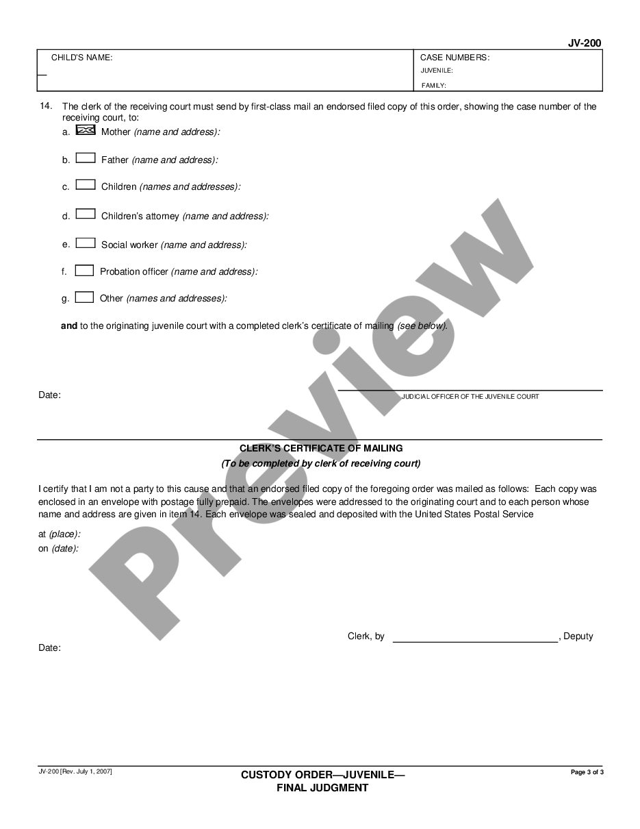 page 2 Custody Order - Juvenile preview
