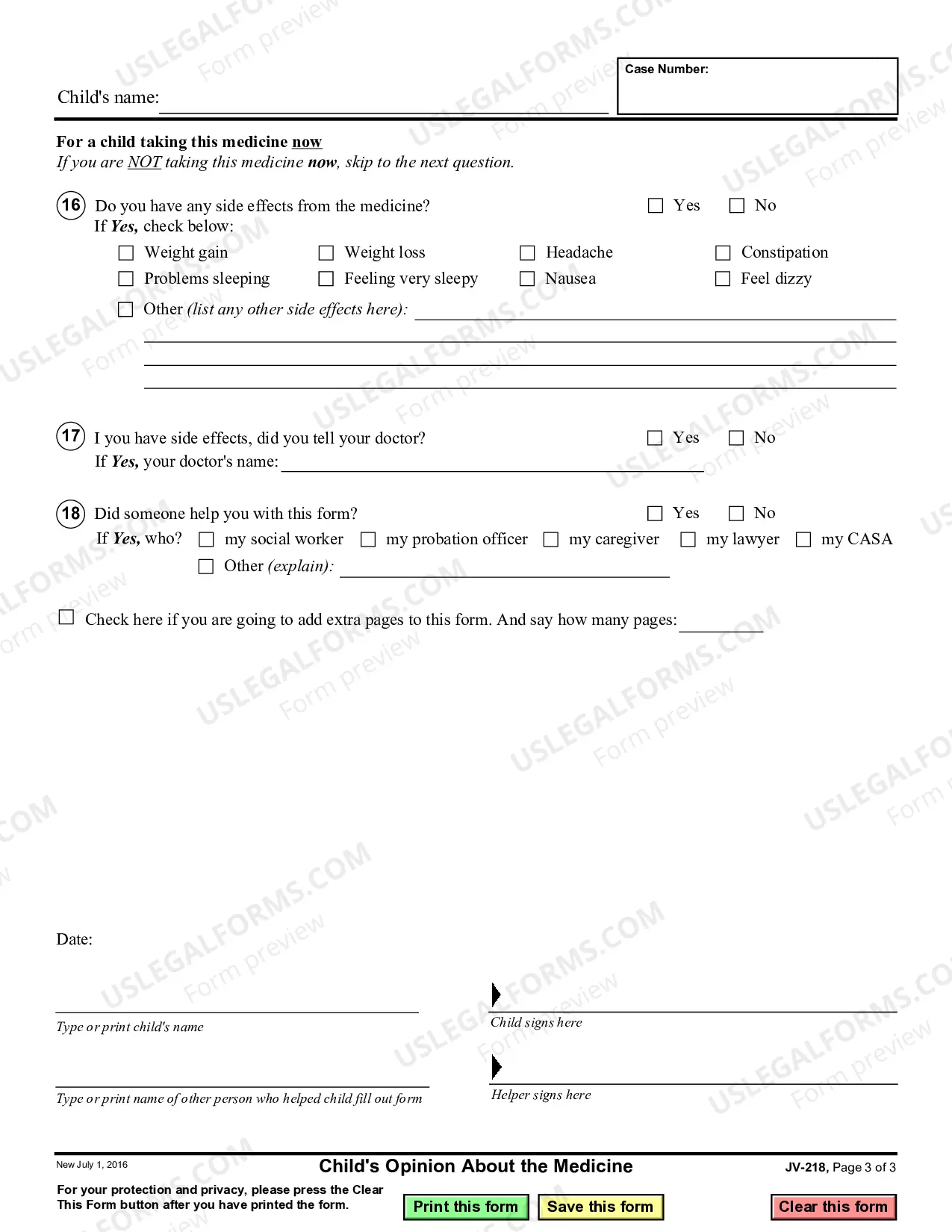 Preview Child's Opinion About the Medicine
