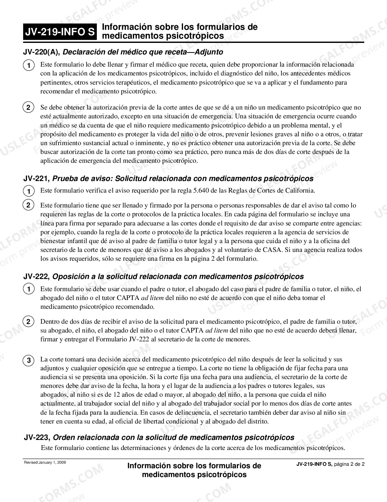 Preview Information About Psychotropic Medication Forms - Spanish