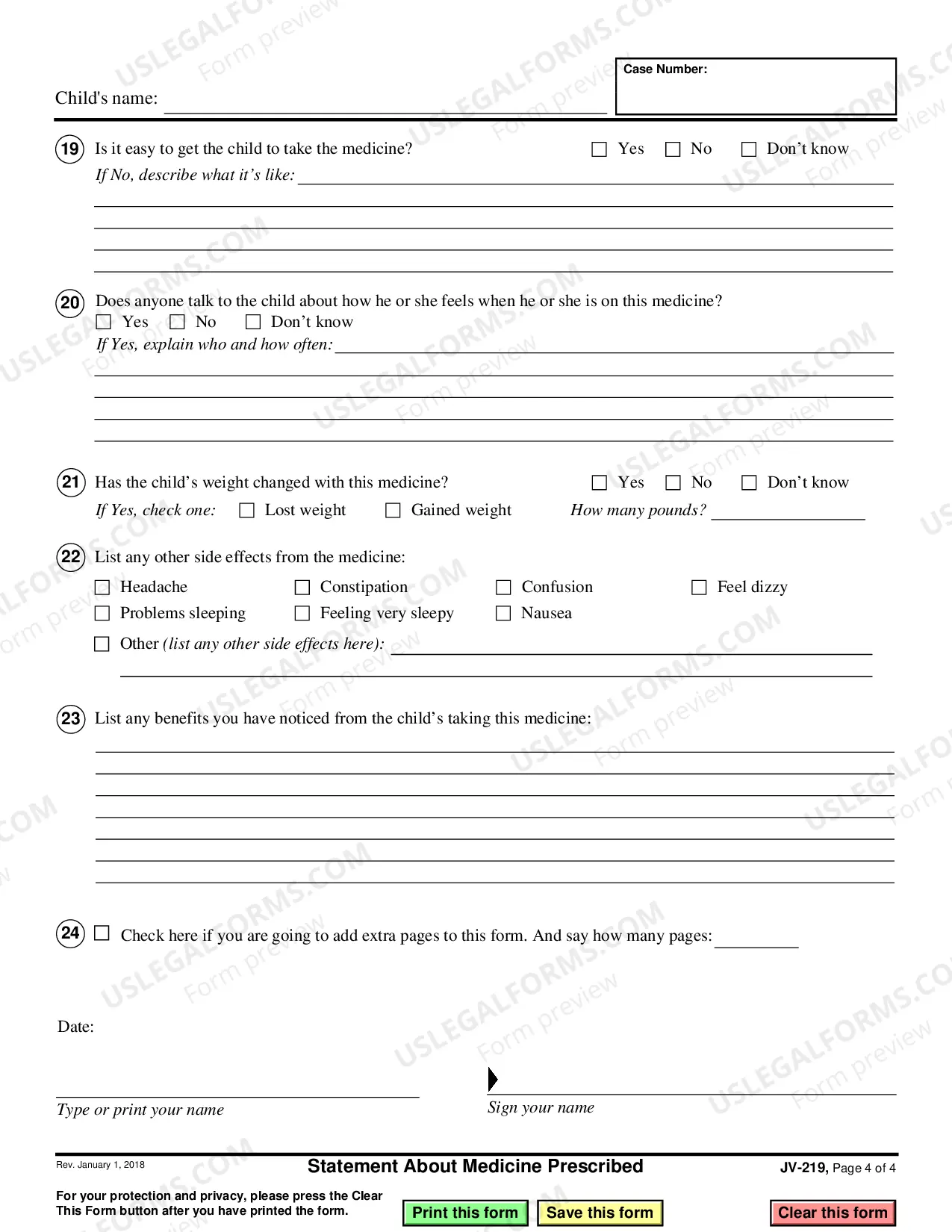 Preview Statement About Medicine Prescribed