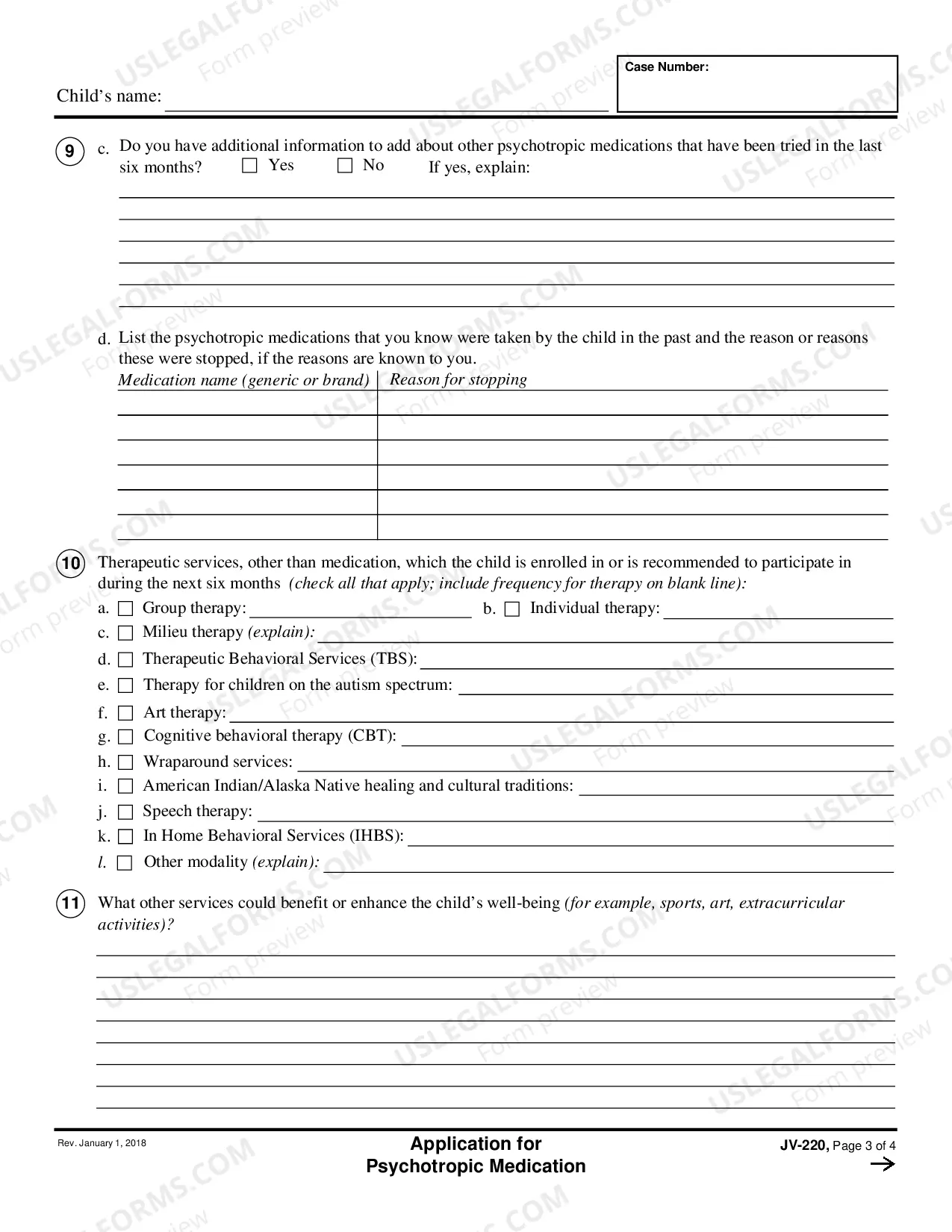 Preview Application for Order for Psychotropic Medication - Juvenile