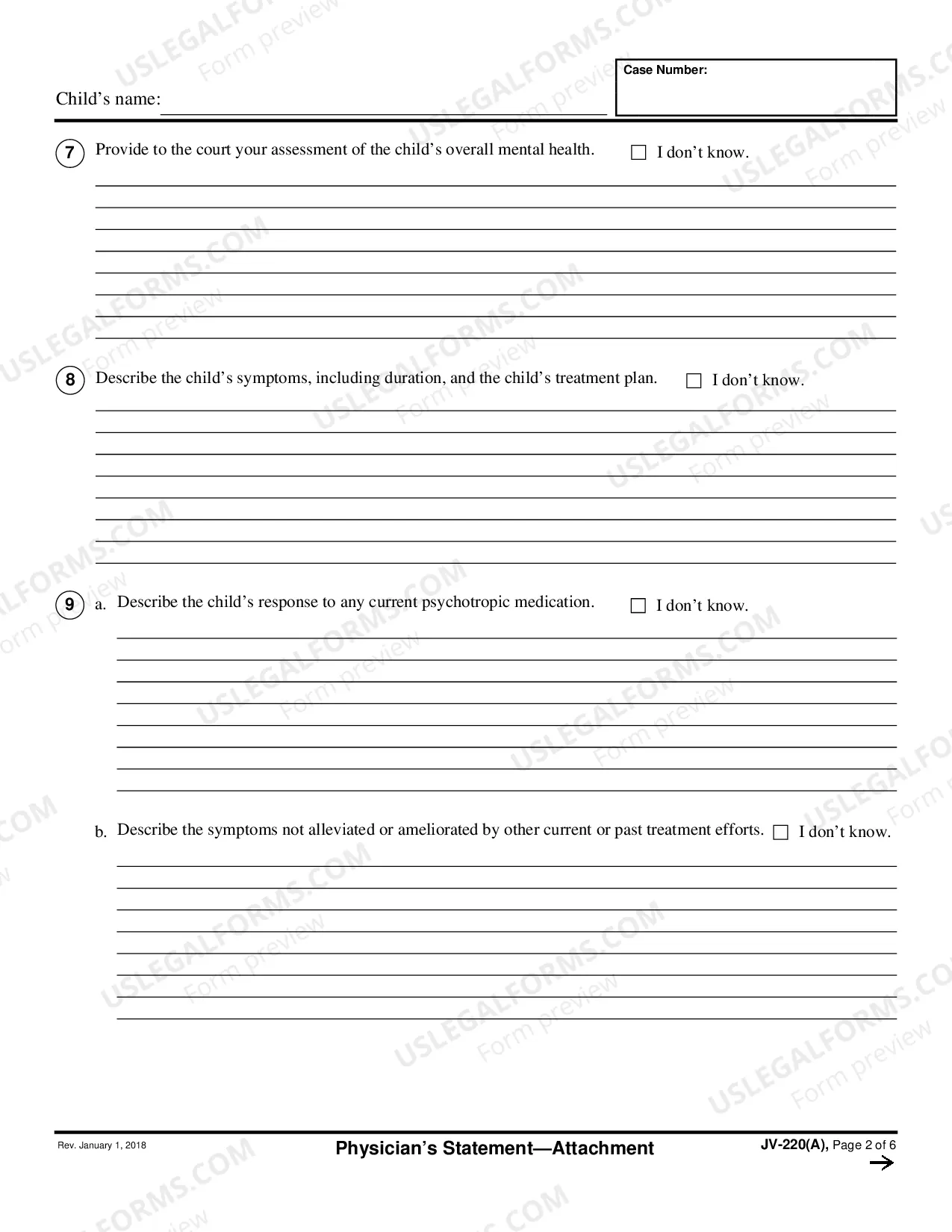 Preview Prescribing Physician's Statement - Attachment