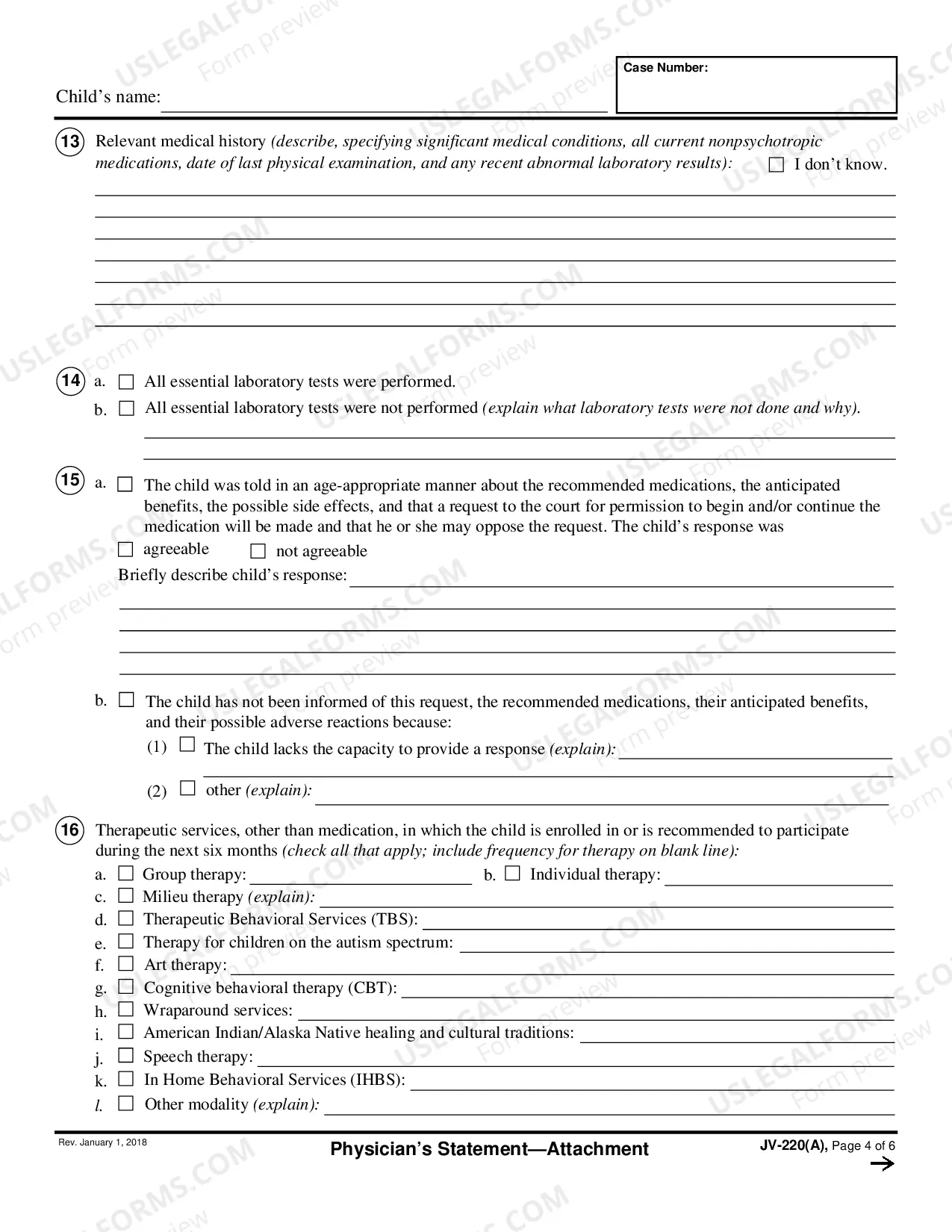 Preview Prescribing Physician's Statement - Attachment