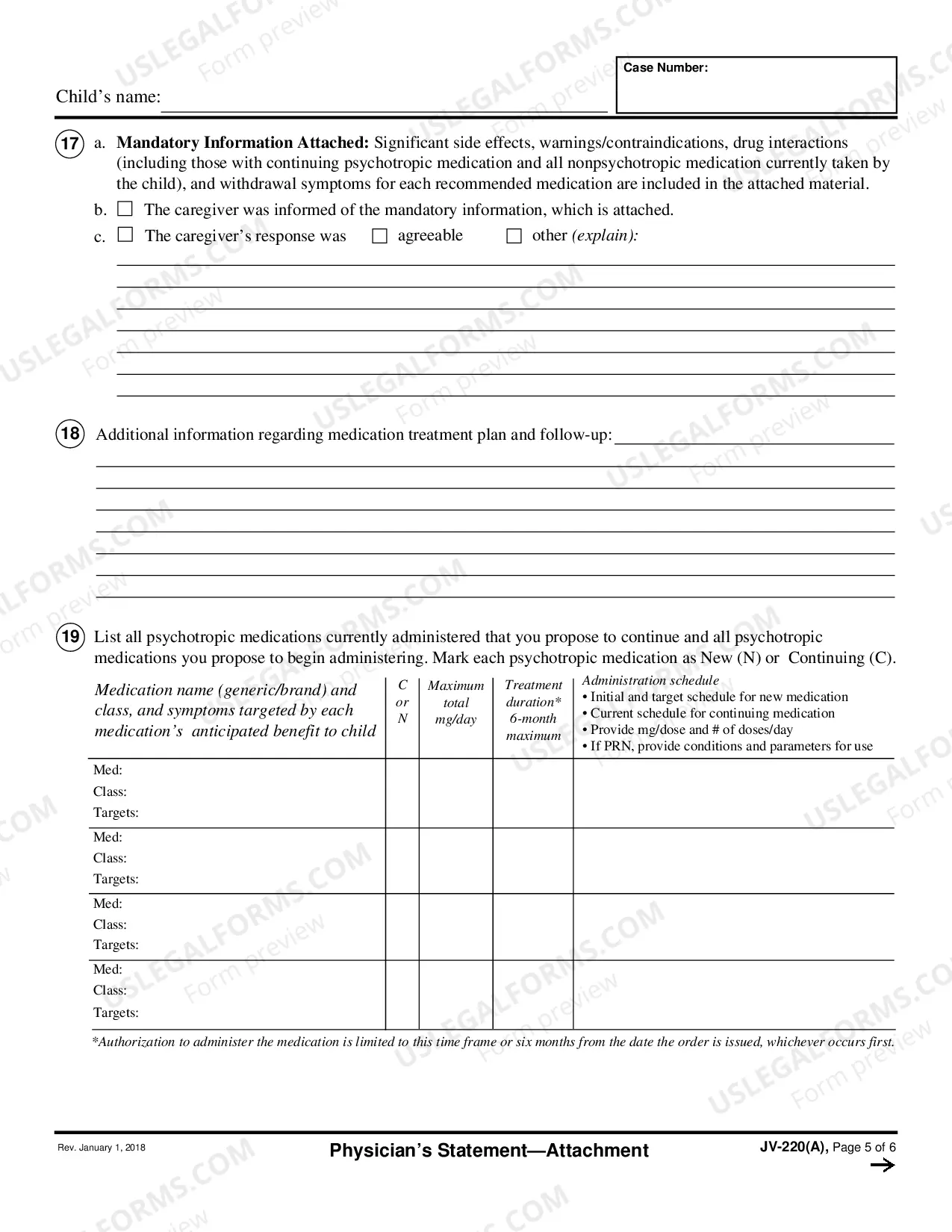 Preview Prescribing Physician's Statement - Attachment