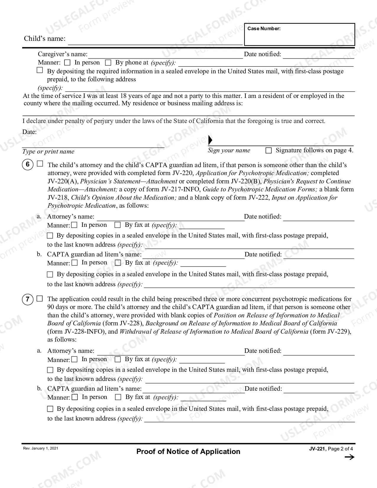 Preview Proof of Notice: Application Regarding Psychotropic Medicine