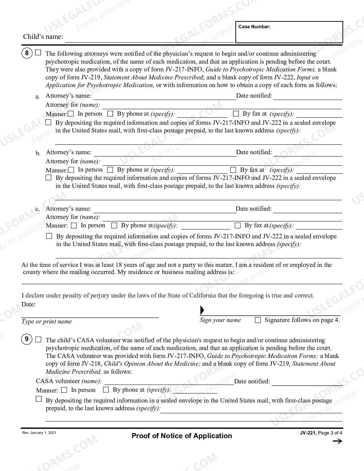 Preview Proof of Notice: Application Regarding Psychotropic Medicine