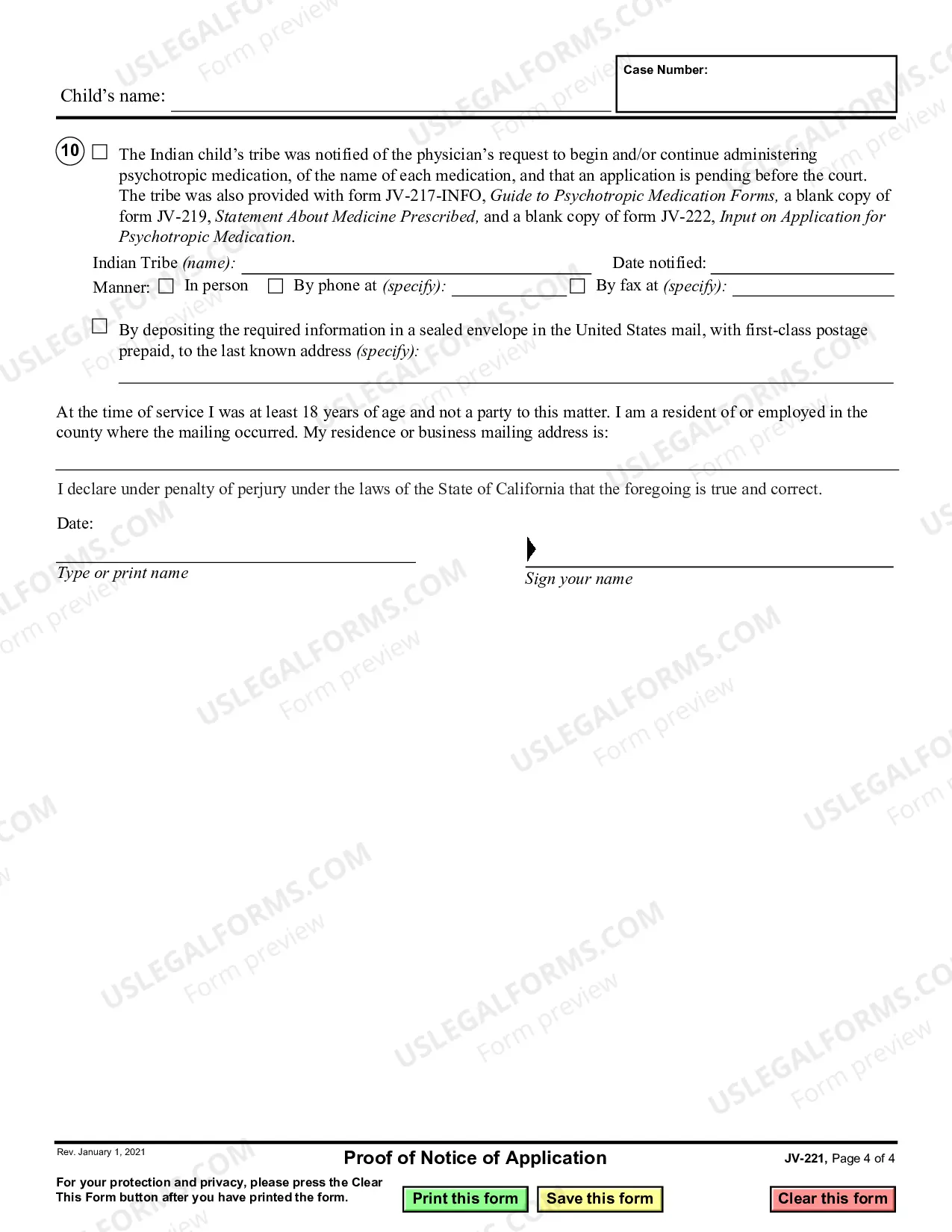 Preview Proof of Notice: Application Regarding Psychotropic Medicine