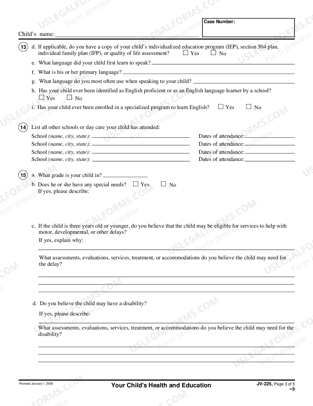 Preview Health and Education Questionnaire