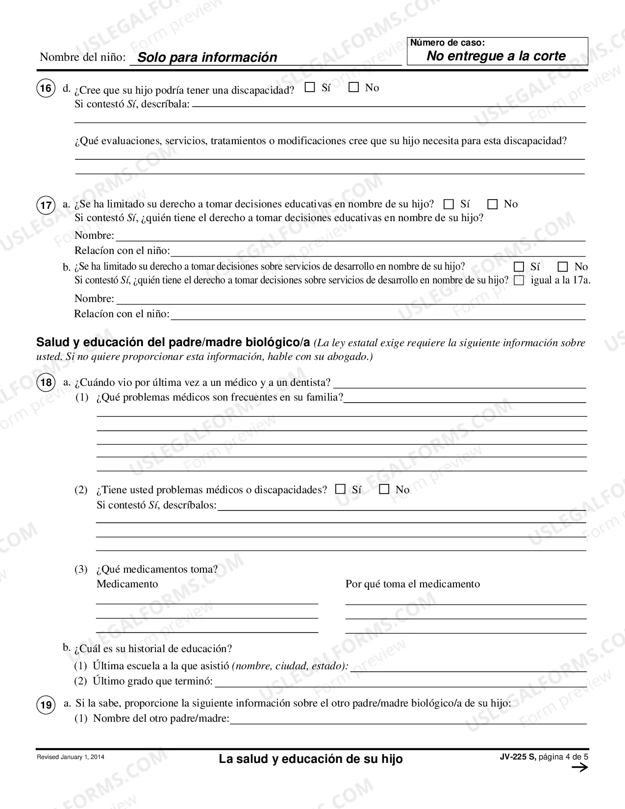 Preview Health and Education Questionnaire - Spanish