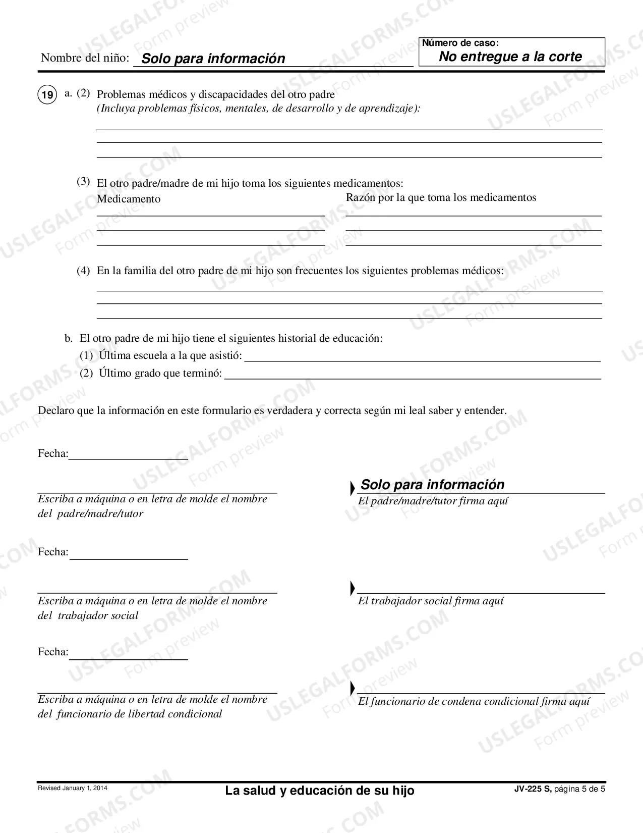 Preview Health and Education Questionnaire - Spanish