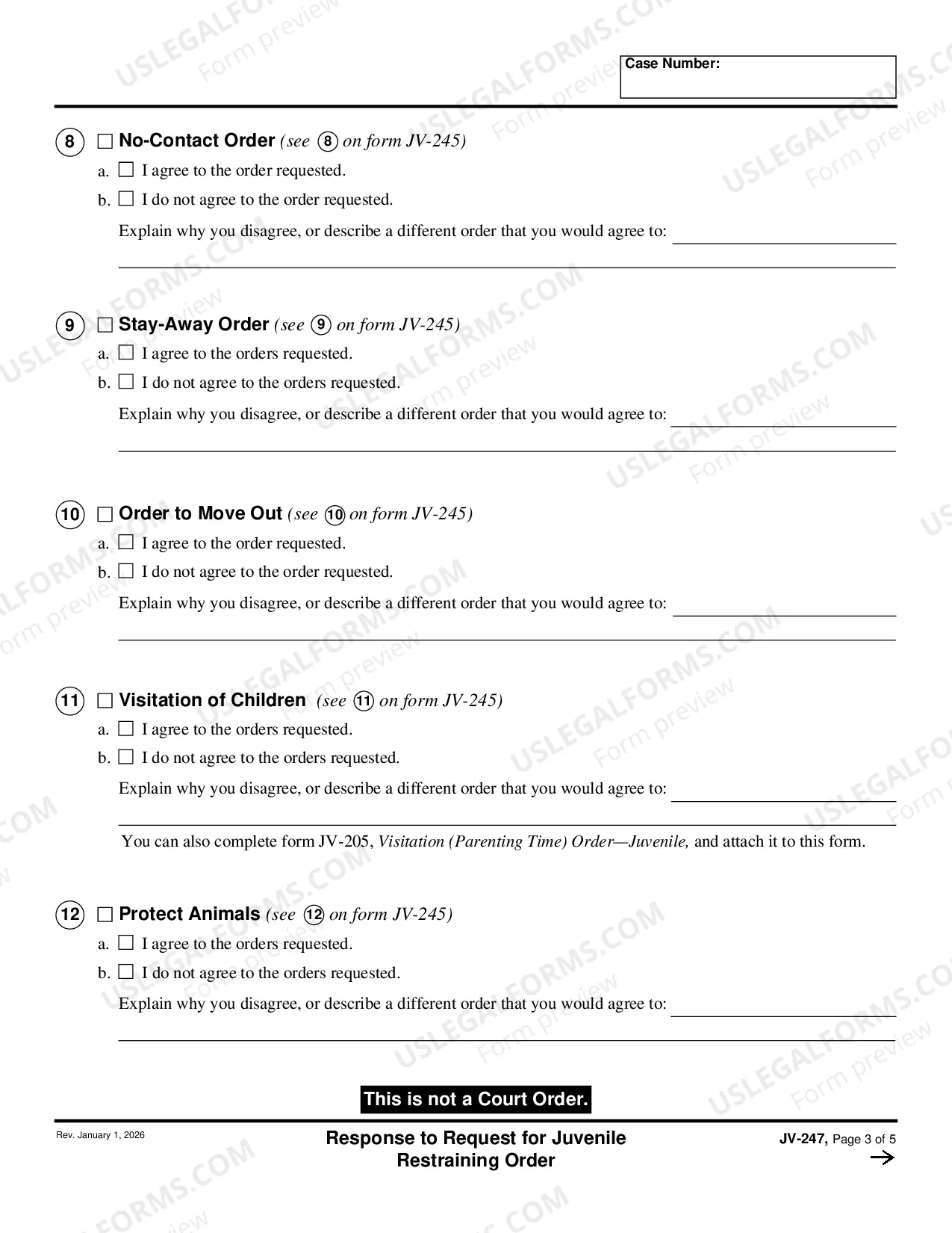 Preview Answer to Request for Restraining Order - Juvenile