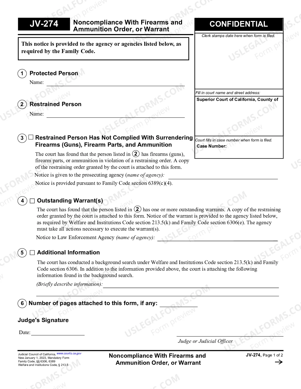 Preview Noncompliance with Firearms and Ammunition Order or Warrant - Juvenile