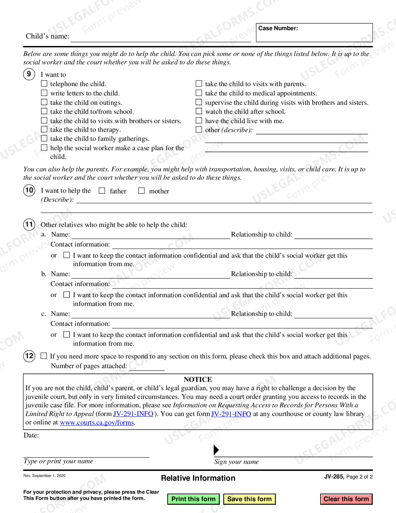 Preview Relative Information