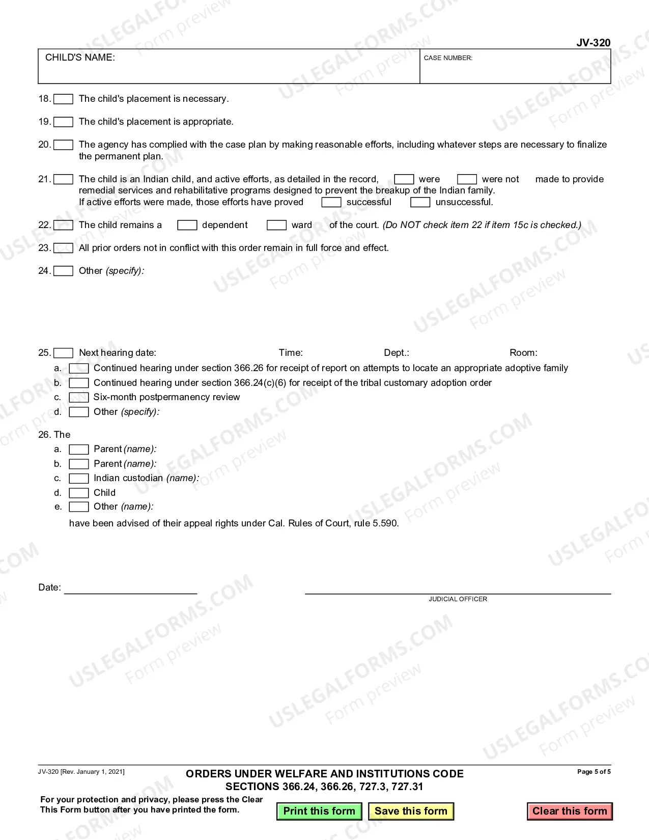 Preview Orders Under Welfare and Institutions Code Section 366.26