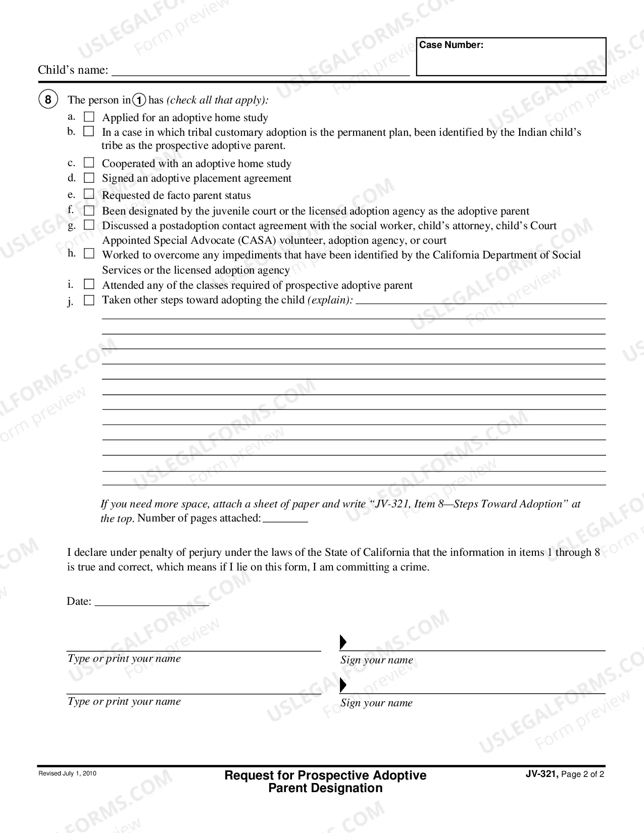 Preview Request for Prospective Adoptive Parent Designation