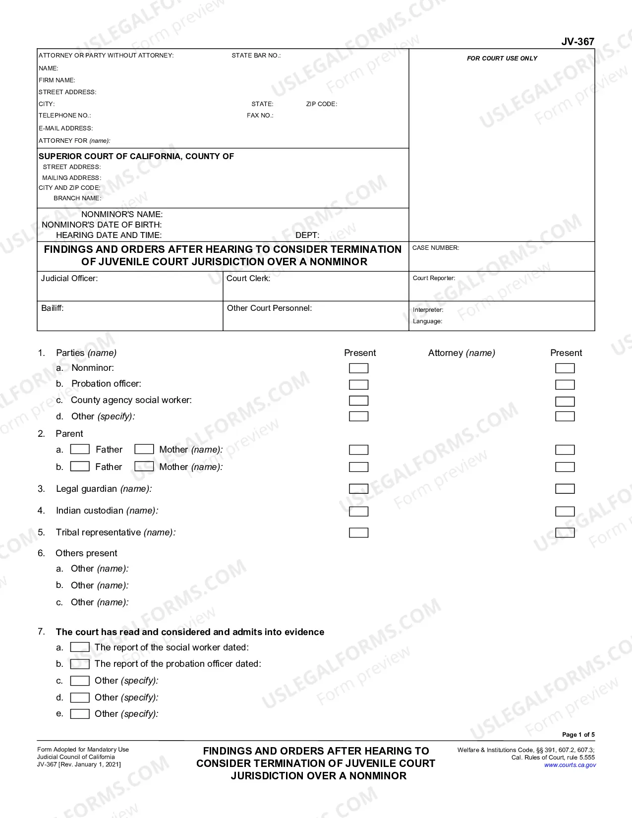 Preview Findings and Orders after Hearing to Consider Termination of Juvenile Court Jurisdiction over a Nonminor
