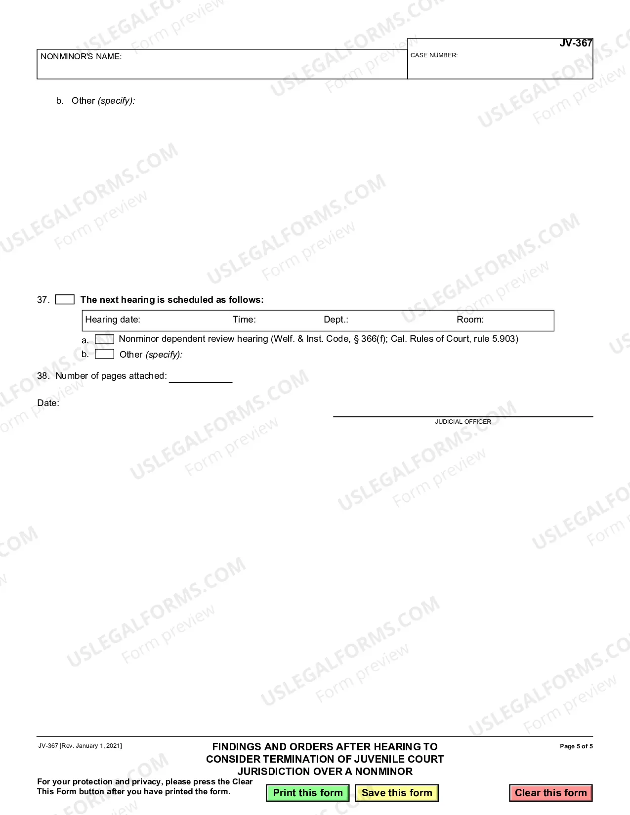 Preview Findings and Orders after Hearing to Consider Termination of Juvenile Court Jurisdiction over a Nonminor