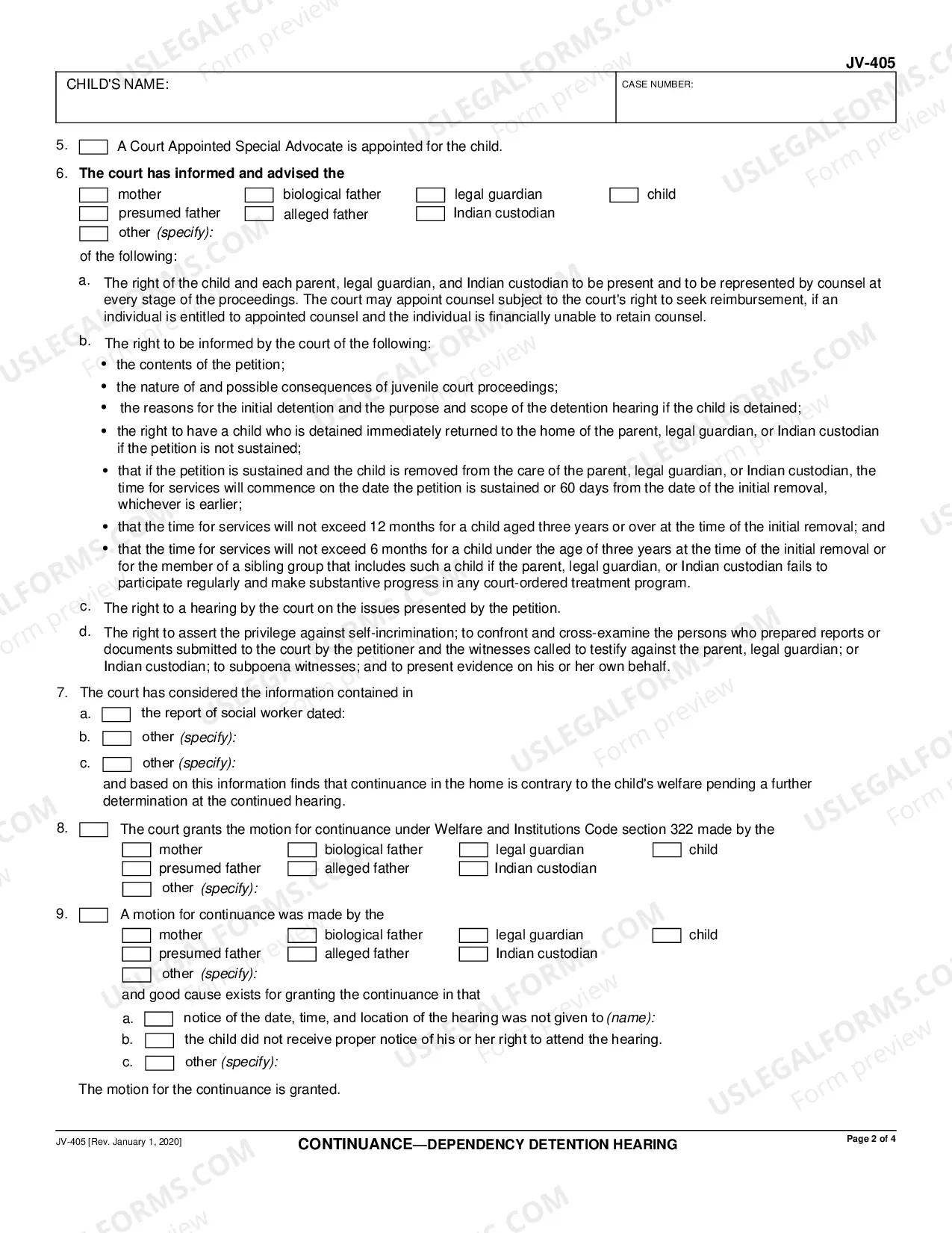 Preview Continuance - Detention Hearing