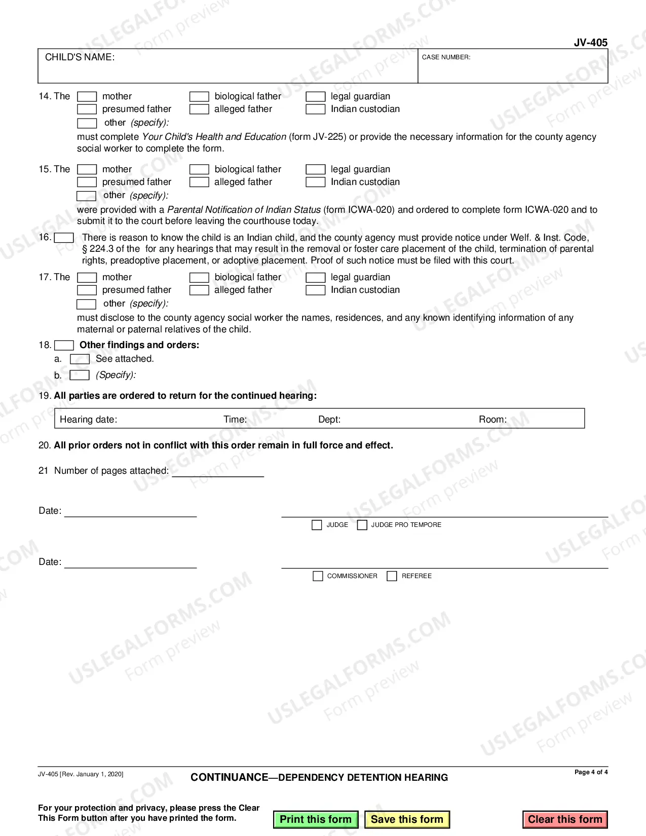 Preview Continuance - Detention Hearing