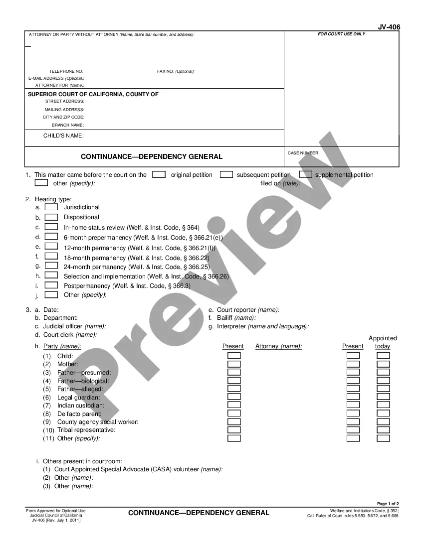 California Motion For Continuance US Legal Forms