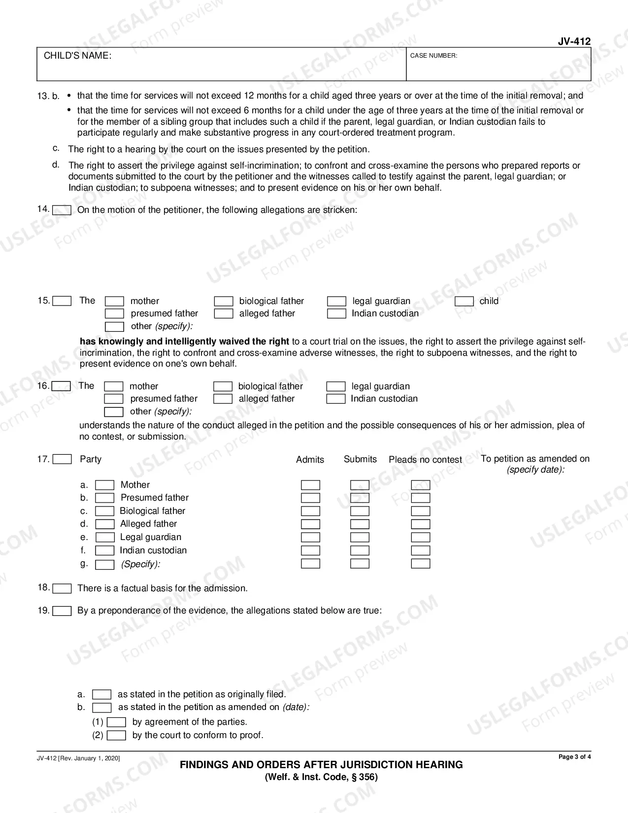 Preview Findings and Orders After Jurisdictional Hearing