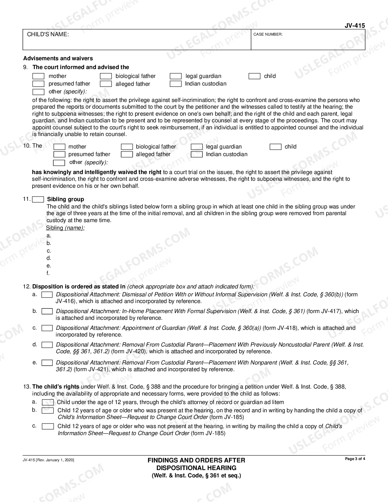 Preview Findings and Orders After Dispositional Hearing