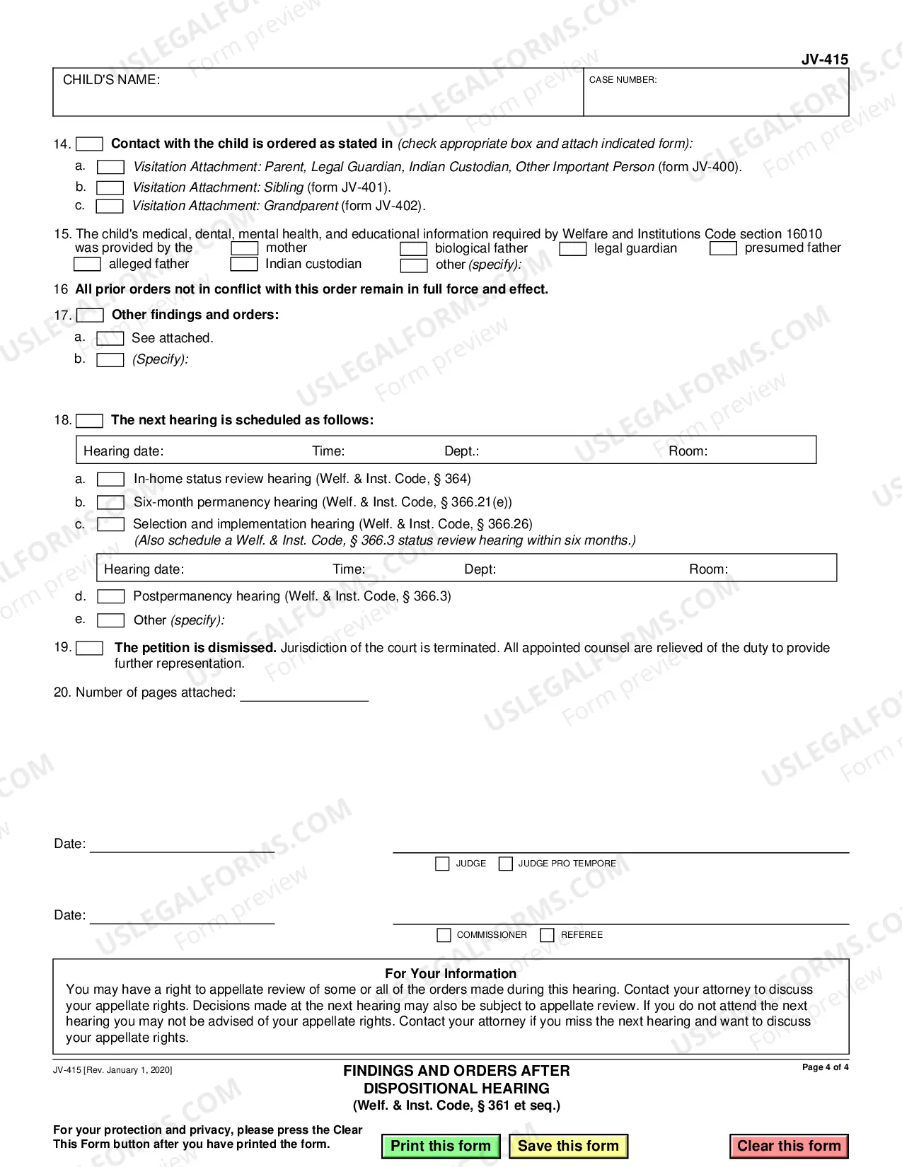 Preview Findings and Orders After Dispositional Hearing
