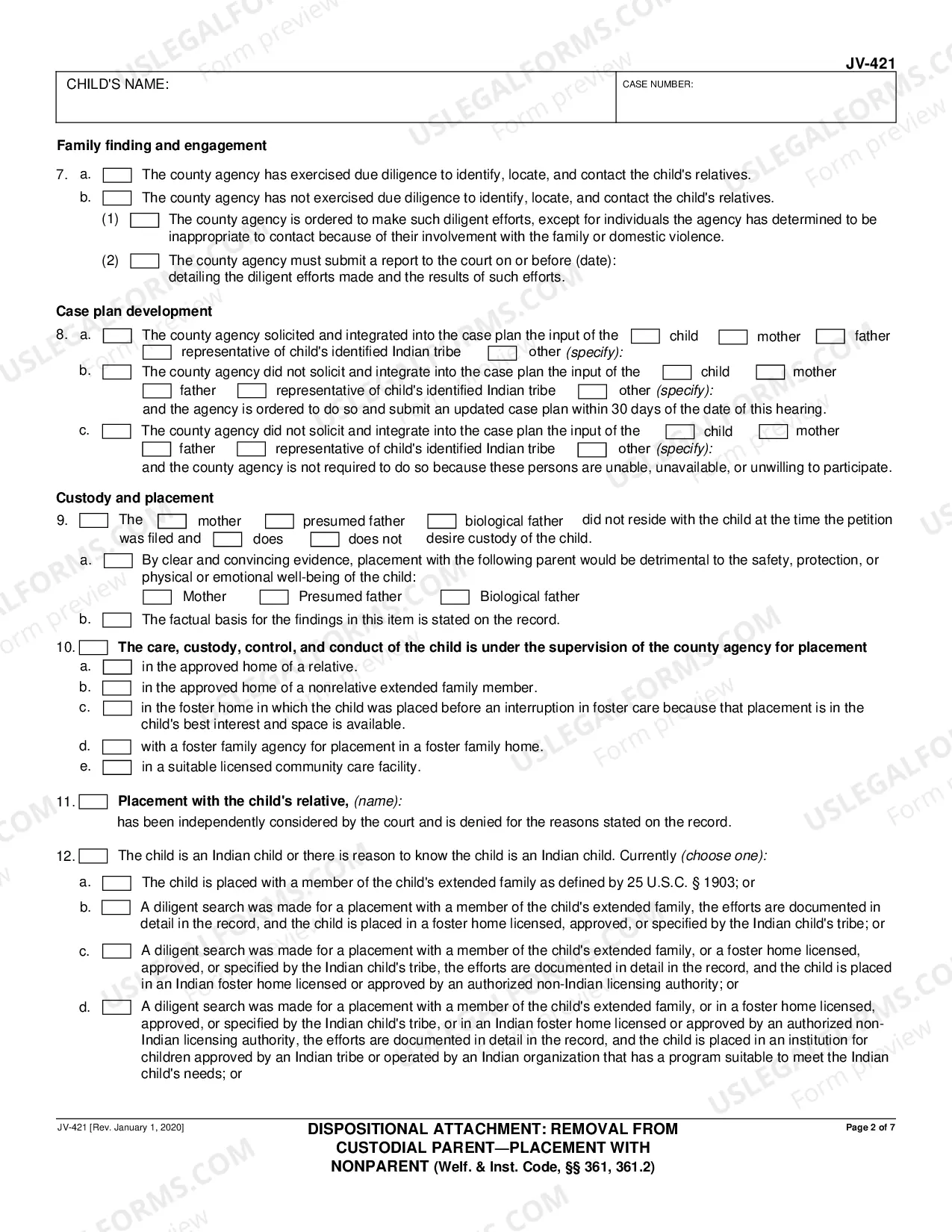 Preview Dispositional Attachment - Removal from Custodial Parent and Placement With Nonparent