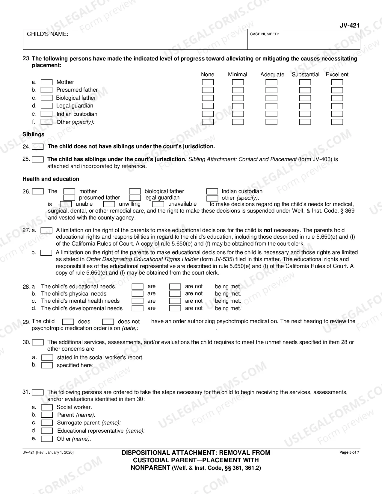 Preview Dispositional Attachment - Removal from Custodial Parent and Placement With Nonparent