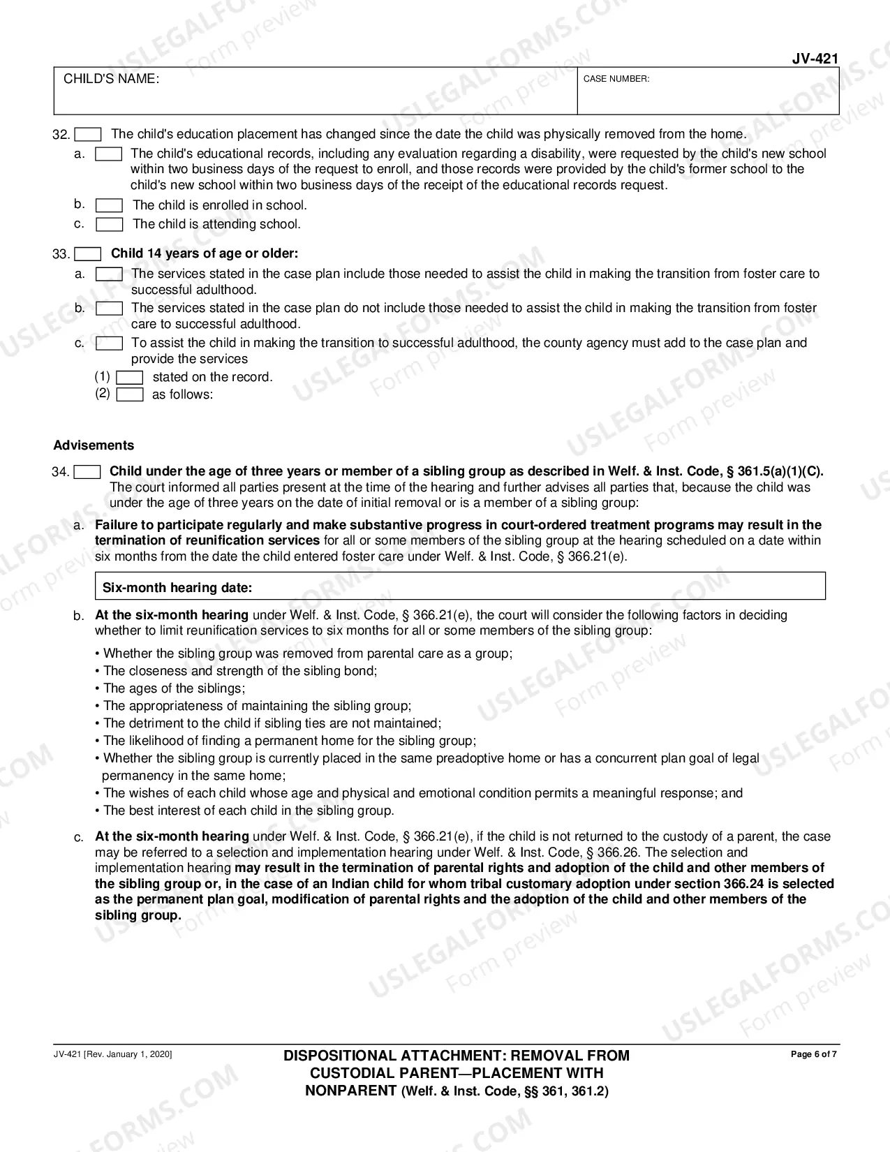 Preview Dispositional Attachment - Removal from Custodial Parent and Placement With Nonparent