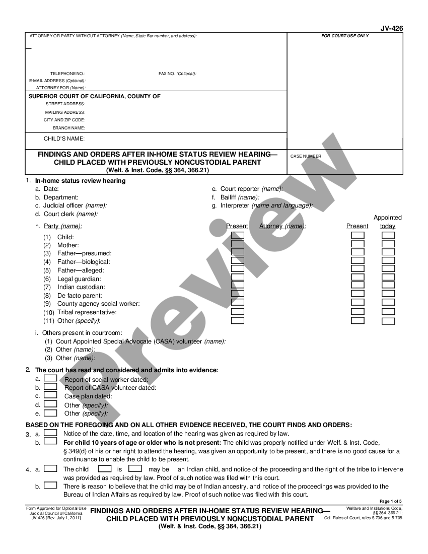 Clovis California Findings and Orders After In-Home Status Review ...